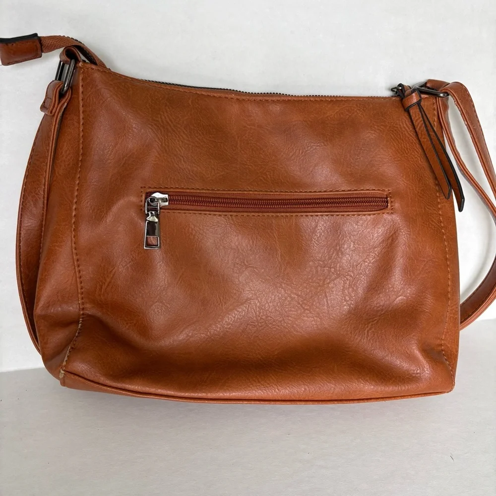 Sam & Hadley Studded Tan Faux Leather Shoulder Bag